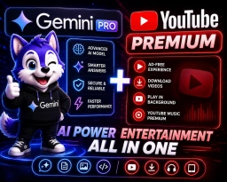 UPGRADE GEMINI PRO OFFICIAL + YOUTUBE PREMIUM LITE 1 YEAR – GIFT GG 5TB & MANY HOT AI